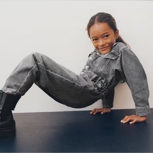 Zara Kids Girls Denim Jean Coveralls Jumpsuit